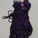 Avidlove Sexy Lingerie for Women Ruched Lace Babydoll Lingerie Cutout Mesh Bodycon Chemise Nightgown S