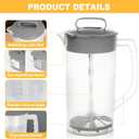 Mixing Pitcher for Drinks, 2 Quart/ 64oz Plastic Water Pitcher with Lid, Angled Plastic Blades and Adjustable Mixer Plunger for Juice, Powdered Milk, Beverage Container (One)