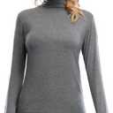 Femdouce Womens Turtleneck Long Sleeve Shirt Lightweight Slim Pullover Basic Undershirts Active Turtle Neck T-Shirts 2 Pack (L)