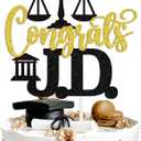 Congats J.D. Cake Topper, Future Lawyer/Born to Argue, Congrats Juris Doctor Grad, Class of 2026 Law School Survivor Graduation Party Decorations Supplies, Black and Gold Glitter