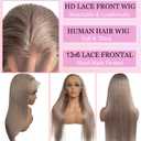 Ash Blonde Wig Human Hair 13x6 Lace Front Wig Pre Plucked 22 Inch Glueless Wig Colored Human Hair for Women