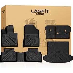 LASFIT Floor & Cargo & Seatback Mats for Kia Sportage 2026 2025 2024 2023 (Only Fit Gas), All Weather TPE Car Mats Custom Fit Kia Sportage 2023-2026 Floor Liners & Trunk Mat with Backrest, Black