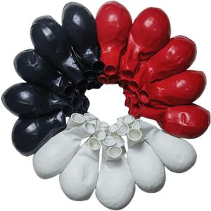 90 Pack 18 inch Red Black White Balloons 30 of each of the 5 colors Red White Black Latex Party big Balloon Bulk for Various Party Events Decorations