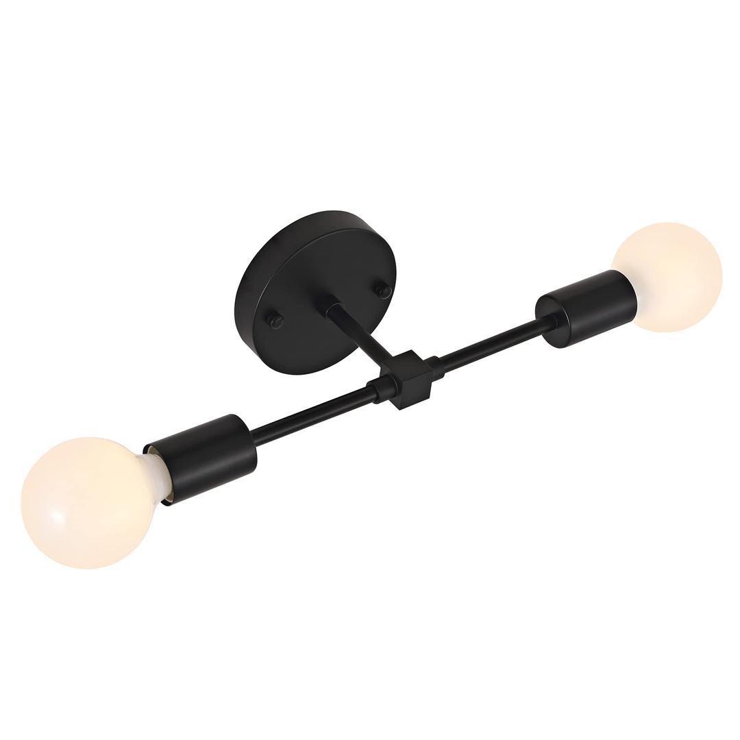 BAODEN 2 Lights Bathroom Wall Sconce Vanity Modern Industrial Wall Lamp Pole Wall Mount Lighting Fixture（Gold/Black Color）