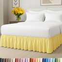 Bedskirt Queen Size Ruffle - 12 inch Drop Dust Ruffle Bed Skirt with Platform - Ultra-Soft, Easy Fit, Premium Hotel Quality - Wrinkle, Fade & Shrink Resistant - For Women, Men, Kids and Teens - Yellow