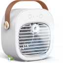 Portable Air Condition Fan -6000mAh Rechargeable Mini Ice Cooler with 3 Speed Settings,3.5-15.5 Hours Runtime,Quiet Desk Cooling Fan, White Personal Air Cooler for Car,Bedroom, ravel,Office,Outdoor
