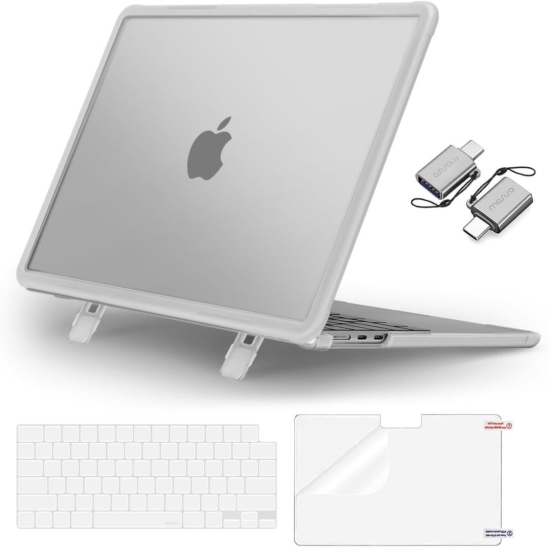 MOSISO Compatible with MacBook Air 13 inch Case M5 M4 M3 M2, Matte Clear | 4 in 1 Kit Anti-Crack Hard Shell with Kickstand for MacBook Air 13.6 inch Case 2026-2022 A3449 A3240 A3113 A2681