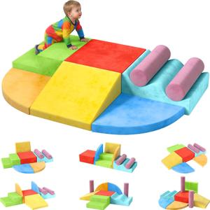 YENING Foam Climbing Blocks for Toddlers 1-3 Baby Climbing Toys for 1 Year Old Soft Play Set for Babies 6-12 Months Indoor 8 Piece, 59" x 35.5" x 8"