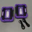 Rechargeable Black Light, Battery Powered Blacklight, Cordless 395nm Ultraviolet Flood Light for Neon Glow Party,Halloween,Body Paint,2 Packs