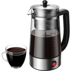 KIDISLE Percolator Coffee Pot Electric Coffee Maker, 10-Cup Coffee Percolator with Auto Keep Warm, Stainless Steel Basket, Borosilicate Glass, Cool-Touch Handle