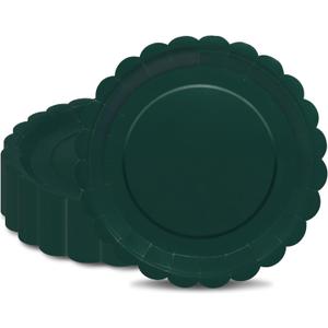 2 x 40 Pcs Green Scalloped Paper Plates 7inch Disposable Green Scalloped Dessert Plates for Graduation Birthday Baby Shower