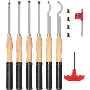 Full Size Carbide Wood Lathe Turning Tools Set with Rubber Grip