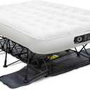 Ivation EZ-Bed (Full) Inflatable Air Mattress with Frame & Rolling Case, Built-in Deflate Defender Dual Pump Technology - 3 Min Self Inflate/Deflae Raised Blow up Bed on Legs, Premium Coil Design, Full Size