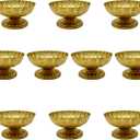 10 Pcs Gold Vases for Centerpieces, Vintage Compote Bowl Vases for Wedding Centerpieces, Small Gold Metal Pedestal Urn Vase for Party Event Home Office Decor (10)