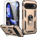 LUMARKE for Google Pixel 9 Case/Google Pixel 9 Pro Case with Screen Protector,Pass 16ft. Drop Tested Military Grade Protective Phone Cover with Magnetic Ring Kickstand and Car Mount Holder,Yellow