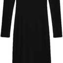 Women's Round Neck Slim Fit Long Sleeved Dress Solid Color Black Simple Waist Cinching Slim Fit Long Sleeved Base Skirt
size 9