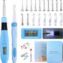 INMAKER Light up Crochet Hooks Ergonomic Soft Grip, Large Counting Crochet Hook Set Digital, Lighted Crochet Needles Kit with Case (Blue)