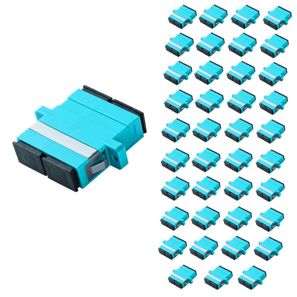 GwliUni 40Pcs SC to SC OM3 Multi-Mode Couplers, Duplex Fiber Optical Adapters Cable Connectors