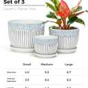 Gray Flower Pots, Texture Ceramic Plant Pots for Indoor Plants Set of 3, 6.7"+5.5"+4.1"
