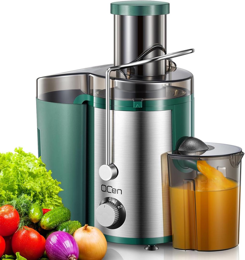 Juicer Machine, 800W Centrifugal Juicer Extractor with Wide Mouth 3 Feed Chute for Fruit Vegetable, Easy to Clean, Stainless Steel, BPA-free (Green)