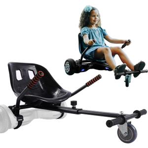 Hoverboard Seat Attachment for 6.5-10 Hover Board, Buggy Go Kart Conversion Kit, Accessory for Self Balancing Scooter, Hoverboards Go-Cart for Kids or Adults (Black)