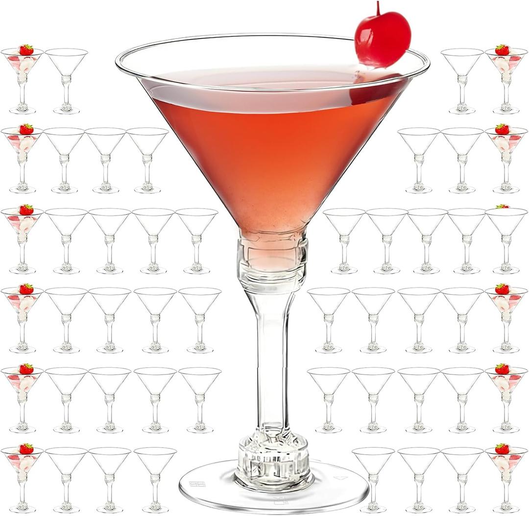 40 PCS Disposable Martini Glasses for Parties 5oz Martini Tall Cup,Plastic Martini Glasses Disposable,Tall Martini Plastic Cups for Wedding Party Bowl Wine Ice Cream Fruit