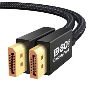 IVANKY 80Gbps VESA Certified DisplayPort Cable 2.1, 16K Display Port 2.1 Cable, [16K@60Hz 8K@240Hz 4K@480Hz, HDR DSC], DP80 Display Cord Compatible with Monitor, Graphics 5090 7900XTX-6.6FT (Black)