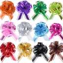 8 x 12PCS 6 Inch Large Pull Bows for Gift Wrapping Assorted Colors Ribbon Bows for Wedding Baby Shower Birthday Party Decorations Gift Basket Bow Bulk for Presents
