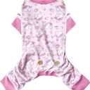 KYEESE Dog Pajamas Stretchy Pet Jammies Coat Comfy Pet Onesie Costume Velvet Dog Pajamas Small Sized Dogs Soft Dogs Clothes Pjs with Pink Unicorn Pattern, Large