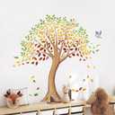 Colorful Large Fall Tree Wall Decals Autumn Tree Leaves Wall Stickers Peel and Stick Wall Art Decor for Kids Bedroom Baby Nursery Living Room Decor