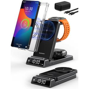 Magnetic Wireless Charger for Samsung, 3 in 1 MagSafe Charging Station for Samsung Galaxy Z Fold/Flip 7/S25 Ultra/S24 Ultra, Foldable Charger for Samsung Galaxy Watch Ultra/8/7/Galaxy Buds 3 (Black)