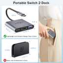 Switch 2 Dock 4K@60Hz TV Adapter Portable TV Docking usbc to hdmi Station for Switch 1/2 /OLED/Steam Deck/3 in 1 100W PD / USB3.0 / HDMI2.0 Type c Hub (Compatible with Switch2 v22.1.0)