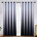 SimpleHome Gradient Color Ombre Room Darkening Curtains Blackout Black Thermal Insulated Grommet Panels Grommet Window Drapes for Living Room/Bedroom, Black,62x84 inches (Black and White)
