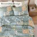 CASAAGUSTO Queen Quilt Set - 3 Pieces Patchwork Green Quilt Bedding Set, Lightweight Queen Bedspread Coverlet, Reversible Floral Bed Cover for All Seasons (90"x94", 1 Quilt + 2 Pillow Shams)