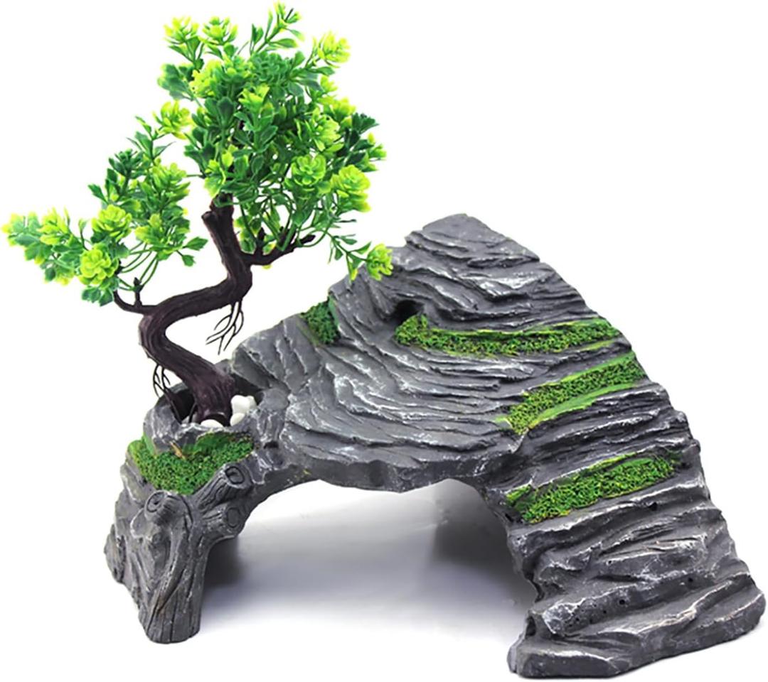 Reptile Box Shelter Terrarium Hideout Caves Turtle Ramp Basking Platform Habitat Decor Humidify Hide Cave Resin Rock