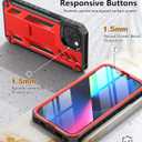 SOiOS for iPhone 13/14/15 Phone Case: for iPhone 16e Protective Cover with Built-in Kickstand | Heavy Duty Military Grade Hard Protection Shock Proof | Durable Dual-Layer Design Red