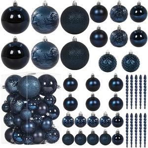 Christmas Ball Ornaments for Christmas Decorations - 41 Pieces Xmas Tree Blue Shatterproof Ball Ornaments with Hanging Loop for Holiday and Party Decoration