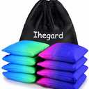 Iheqard Weather Resistant Cornhole Bags, Gradient Corn Hole Bags Set of 8, Cornhole Bean Bags, Modified Size Cornhole Bags for Tossing Game, Includes Tote Bag (DBluePurple & Bluegreen)