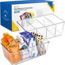 Batoto Pantry Organization and Storage Bins, Refrigerator Organizer Bins  Clear, Kitchen Organization and Storage with Dividers (2 Pack) (medium-sized, lucency)