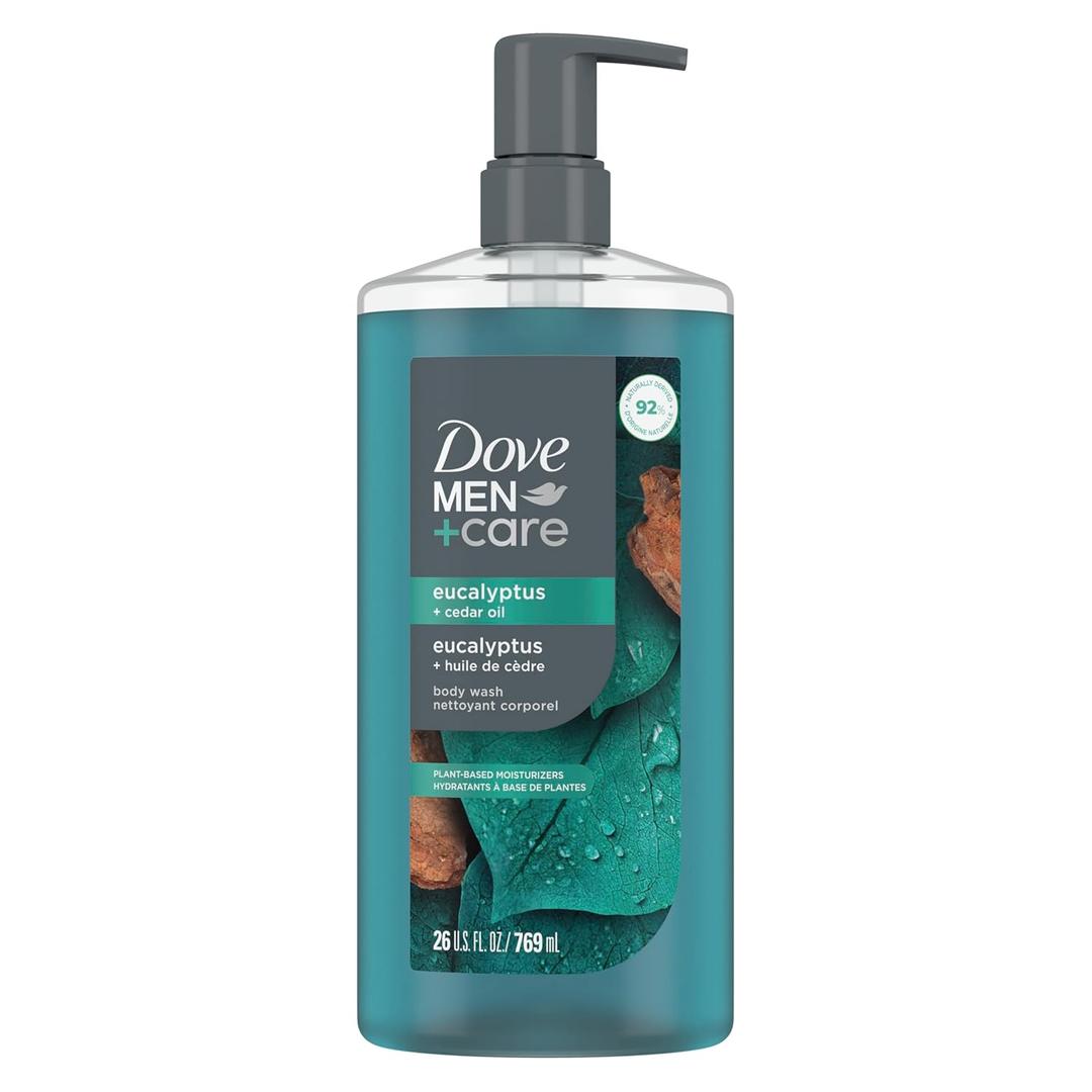 DOVE MEN + CARE Body Wash Eucalyptus + Cedar Oil to Rebuild Skin in the Shower with Plant-Based Cleansers and Moisturizers 26 oz (26 Fl Oz (Pack of 1))