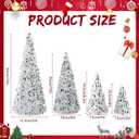 Liliful 8 Pieces Christmas Velvet Trees Set Modern Christmas Decor 4 Sizes Handmade Christmas Tabletop Centerpieces Trees Winter Decoration for Entryway Mantle Farmhouse (White Silver Sequin)