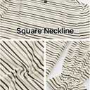 MEROKEETY Women's Fall Square Neck Striped Shirt Puff Long Sleeve Casual Loose Tops 2025 Trendy Blouse (L)