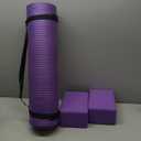 Fitvids All Purpose 1/2-Inch Extra Thick High Density Anti-Tear Exercise Yoga Mat with Carrying Strap and Yoga Blocks, Multiple Colors (Purple)