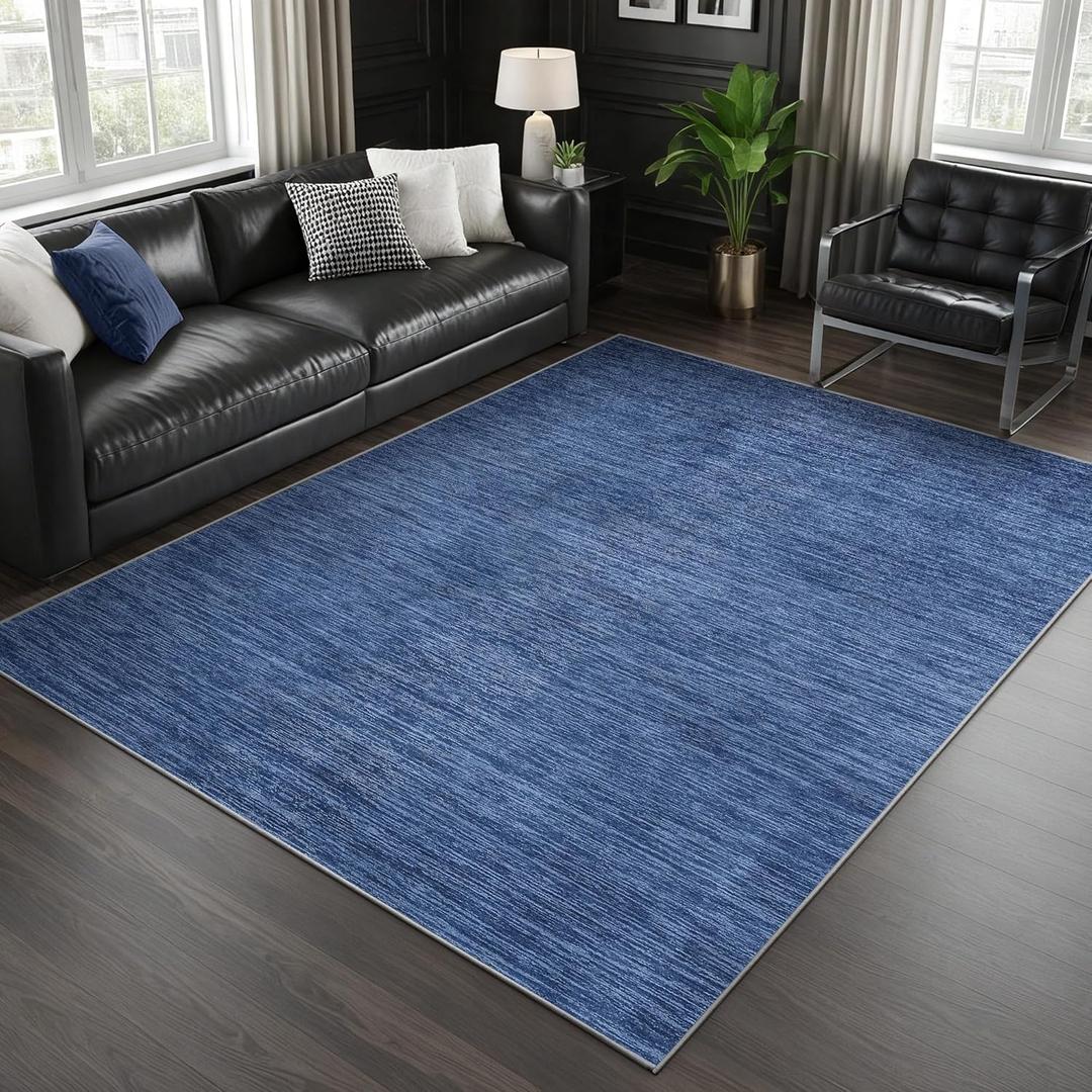 Valenrug Washable Rugs 5x7 - Non Slip 5x7 Area Rugs for Living Room, Stain Resistant Area Rugs for Bedroom, Foldable Machine Washable Area Rug(5'x7', Navy)