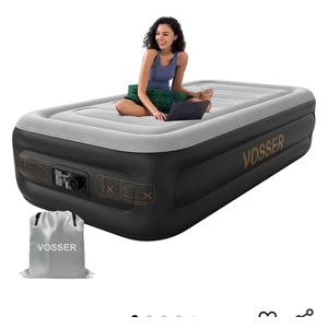 VOSSER Air Mattress Twin with Built in Pump,18''Blow up Mattress 2 Mins Self-Inflation/Deflation,Thicker Inflatable Mattress Leak-Proof,Flocked Top Air Bed with Storage Bag for Home, Camping & Guests Size Short Twin