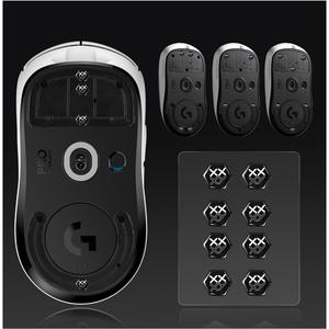 immoenuc Glass Mouse Skates 0.6mm Ultra-Thin Hexagon Feet for Gaming Mice 8-Piece Replacement Universal Compatibility with Logitech/Razer/SteelSeries Ultra-Smooth GlidingPrinting Black