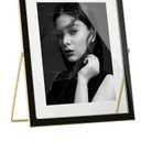 eletecpro 8x10 Enamel Floating Picture Frame with 8.8" x 10.7" Real Double Glass Cover for Floating Effect, Black Floating Photo Frame for Tabletop, Display Multi-Size Photos and Artworks, Desk Decor
