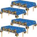 Juexica 4 Pcs Tablecloth Truck Birthday Party Supplies Truck Table Cover Plastic Disposable Theme Table Cloth Cars Theme Decorations for Kids