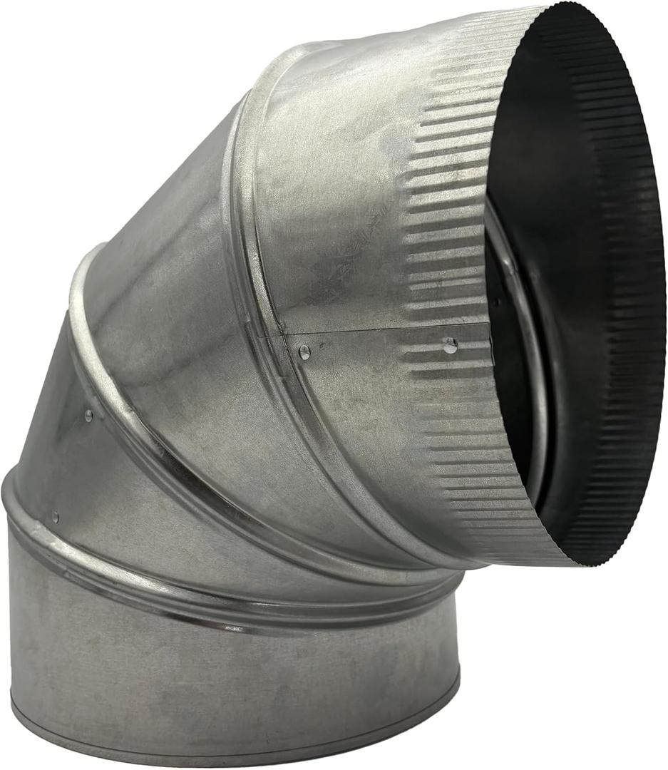 12" Adjustable Duct Elbow 90 Degree HVAC - Galvanized Sheet Metal 28-Gauge Duct Connector - Ideal for Round Tube Air Ventilation & Vent Pipe Ductwork (12 Inch)