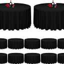MTREO 12Pcs Black Round Tablecloths 120inch Polyester, Wrinkle Resistant, Washable, for Wedding Party Restaurant Buffet